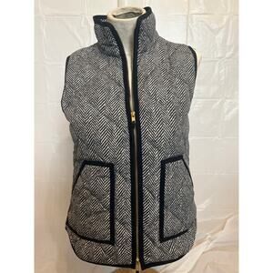J.Crew Herringbone Vest Small Quilted Zip Up Preppy Equestrian Style